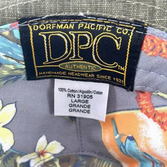 Dorfman Pacific Co Hat DPC Olive Green Fedora Matching Band Cotton Size L - Picture 7 of 7